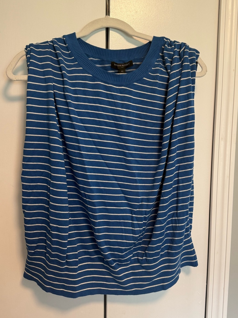 Banana Republic Blue and White Striped Sleeveless Top